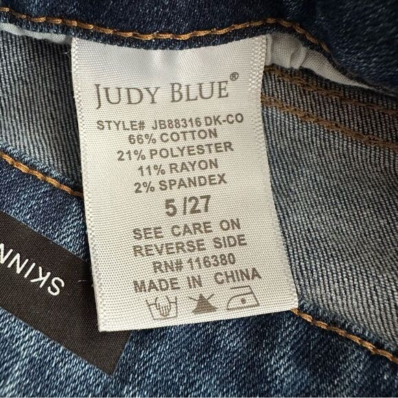 Judy Blue Jeans Buffalo Plaid Mid Rise Skinny Fit Distressed Women’s Size 5 / 27 - Picture 4 of 8